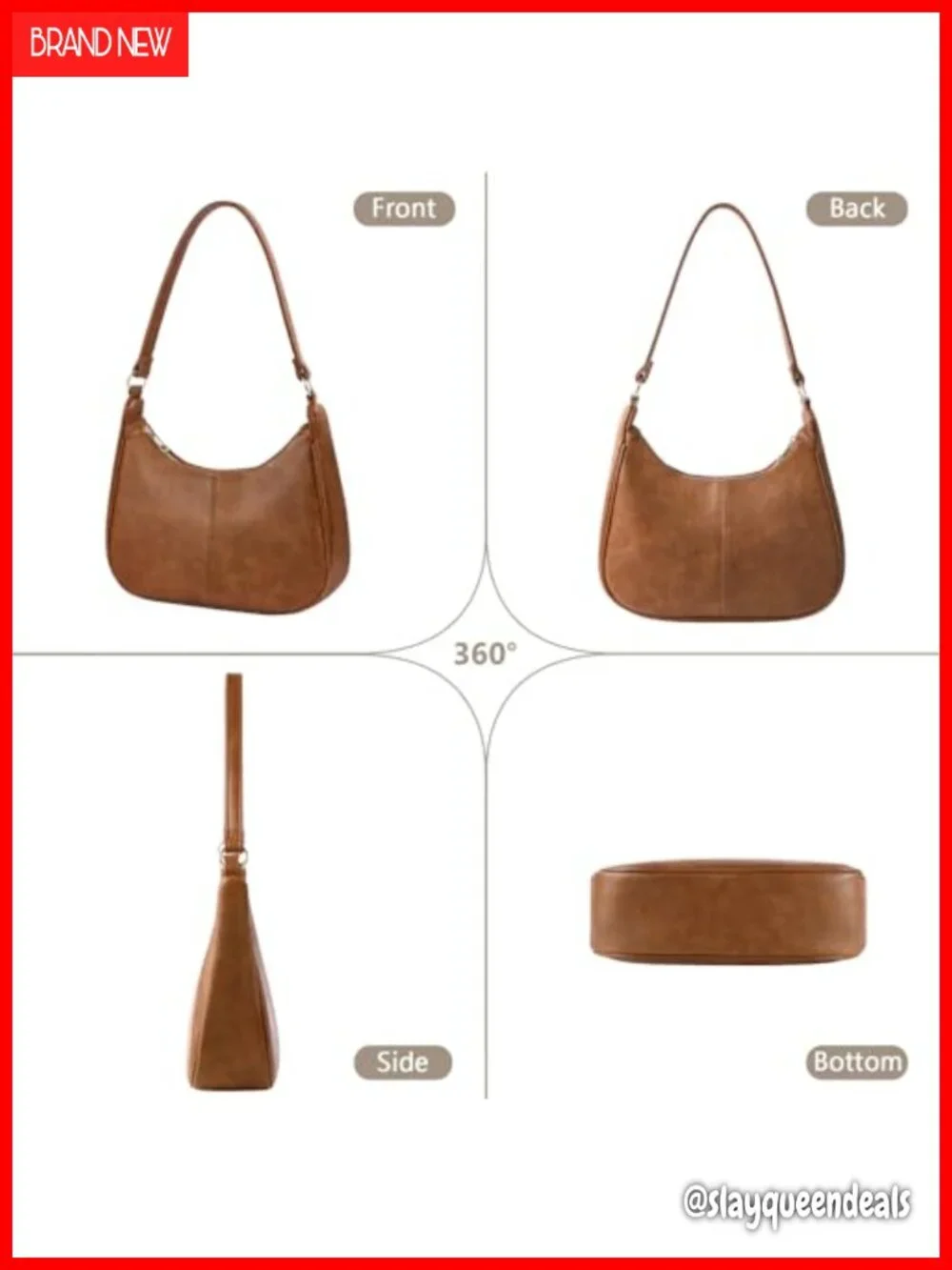 Vegan Leather Hobo Bag Crossbody with 2 Straps Faux Leather Handbag